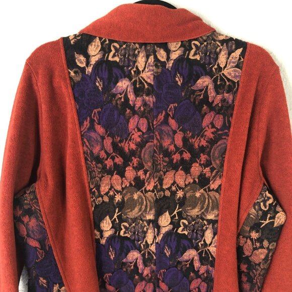 Soft Surroundings Jacket Womens 1X Rust Orange Zip Front Tapestry Floral Back - Picture 13 of 16